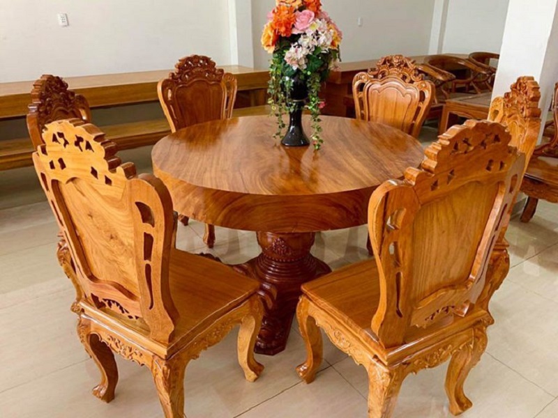 Những mẫu bộ bàn ăn gỗ gõ đỏ 6 ghế